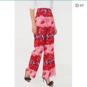 NWT Tuckernuck Erin Poppy Floral Wide Leg Pants in Pink and Red